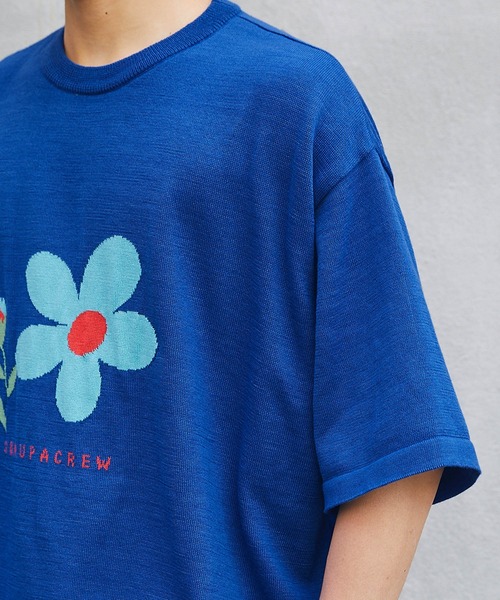 Snap club(スナップクラブ)の「【Snap club】フラワージャガード サマーニット/半袖ニット(ニット/セーター・メンズ・ライトグレー/ブルー/ダークネイビー・M/L)」の18枚目の写真