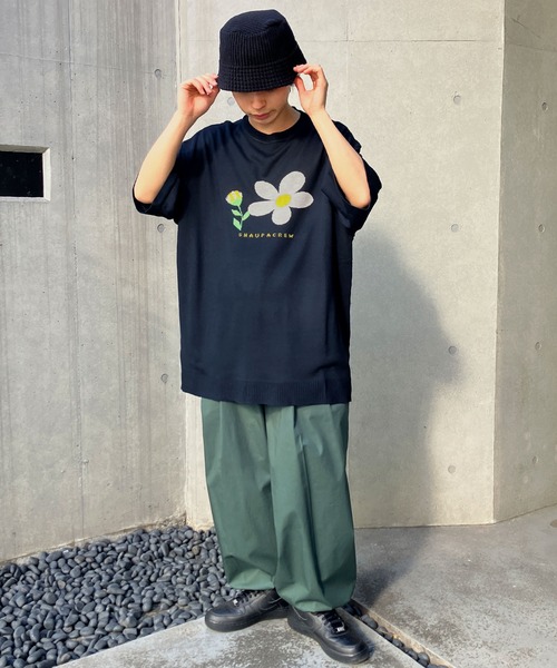 Snap club(スナップクラブ)の「【Snap club】フラワージャガード サマーニット/半袖ニット(ニット/セーター・メンズ・ライトグレー/ブルー/ダークネイビー・M/L)」の22枚目の写真