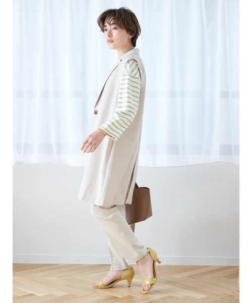 earth music&ecology（アースミュージックアンドエコロジー）の「リネン混テーパードパンツ（その他パンツ・レディース・ブラック/ベージュ/イエロー/ライム・S/M/L）」の16枚目の写真