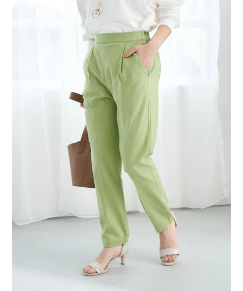 earth music&ecology（アースミュージックアンドエコロジー）の「リネン混テーパードパンツ（その他パンツ・レディース・ブラック/ベージュ/イエロー/ライム・S/M/L）」の17枚目の写真