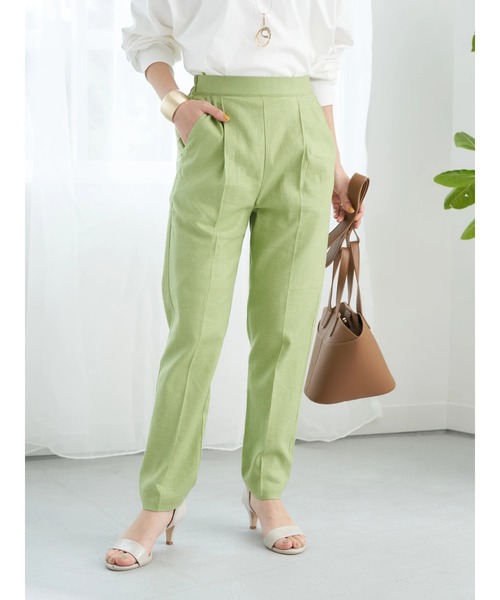 earth music&ecology（アースミュージックアンドエコロジー）の「リネン混テーパードパンツ（その他パンツ・レディース・ブラック/ベージュ/イエロー/ライム・S/M/L）」の19枚目の写真