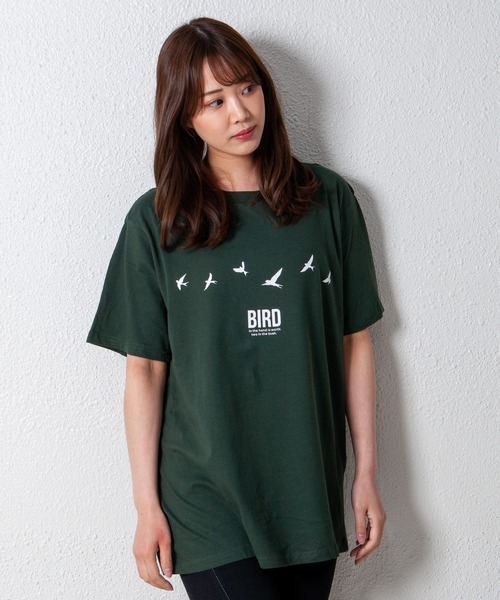GGD SELECT(ジージーディー セレクト)の「アニマル柄プリントTシャツ(Tシャツ/カットソー・レディース・ネイビー/イエロー/ホワイト系その他/ブラック系その他2/ブラック/グリーン/ピンク/ホワイト/ブラック系その他/サックスブルー/ブルー/オリーブ・L/M/LL)」の8枚目の写真