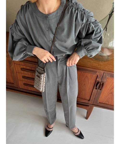 JUMELLE（ジュメロ）の「ボウタイ２ｗａｙブラウス（シャツ/ブラウス・レディース・グレー/ベージュ・FREE）」の7枚目の写真