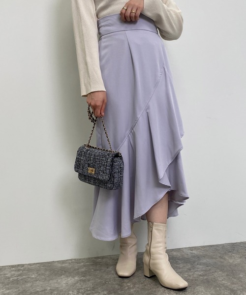 INGNI（イング）の「ラップイレヘム／スカート（スカート・レディース・ブルー/ライトベージュ/ブラック/ラベンダー・FREE）」の4枚目の写真
