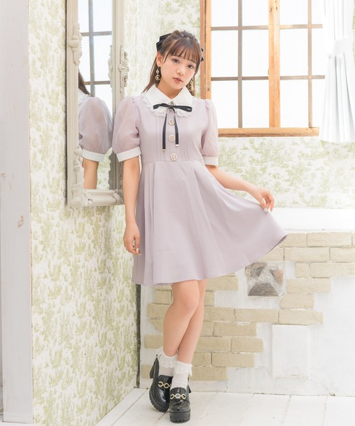 ROJITA（ロジータ）の「ビジュ釦バイカラーワンピース