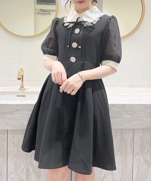 ROJITA（ロジータ）の「ビジュ釦バイカラーワンピース