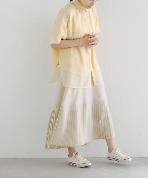 ear PAPILLONNER(イアパピヨネ)の「【SUM1 STYLE(スミ スタイル)】アンダープリーツスカート(スカート・レディース・ブラック/サックスブルー/アイボリー・FREE)」の21枚目の写真