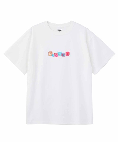 X-girl（エックスガール）の「TOY BLOCK LOGO S/S TEE/ブランドロゴ/ネオンカラー ロゴTシャツ（Tシャツ/カットソー・レディース・ホワイト/ブラック/ライトパープル・S/M/L/XL）」の8枚目の写真