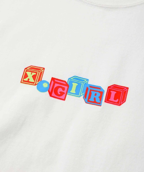 X-girl（エックスガール）の「TOY BLOCK LOGO S/S TEE/ブランドロゴ/ネオンカラー ロゴTシャツ（Tシャツ/カットソー・レディース・ホワイト/ブラック/ライトパープル・S/M/L/XL）」の11枚目の写真