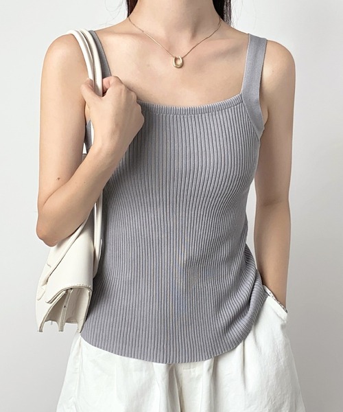 Ulysses(ユリシス)の「リブニットタンクトップ(タンクトップ・レディース・ブラック/ホワイト/ベージュ/グレー/オレンジ/ブルー・FREE)」の9枚目の写真