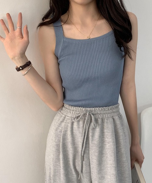 Ulysses(ユリシス)の「リブニットタンクトップ(タンクトップ・レディース・ブラック/ホワイト/ベージュ/グレー/オレンジ/ブルー・FREE)」の13枚目の写真