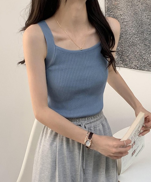 Ulysses(ユリシス)の「リブニットタンクトップ(タンクトップ・レディース・ブラック/ホワイト/ベージュ/グレー/オレンジ/ブルー・FREE)」の14枚目の写真