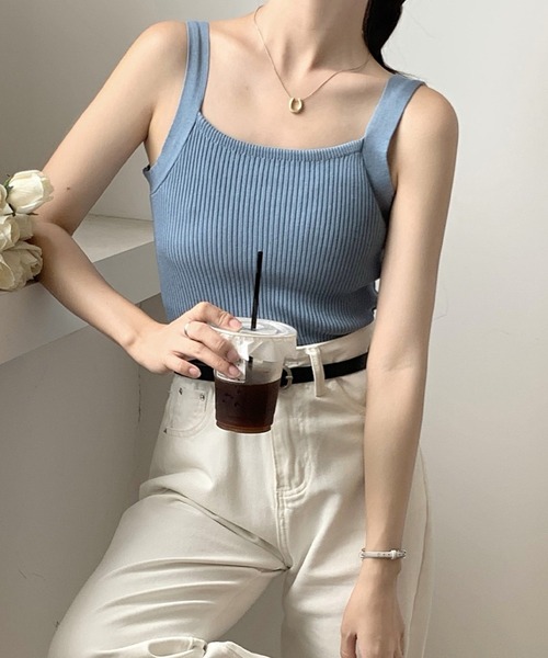 Ulysses(ユリシス)の「リブニットタンクトップ(タンクトップ・レディース・ブラック/ホワイト/ベージュ/グレー/オレンジ/ブルー・FREE)」の15枚目の写真