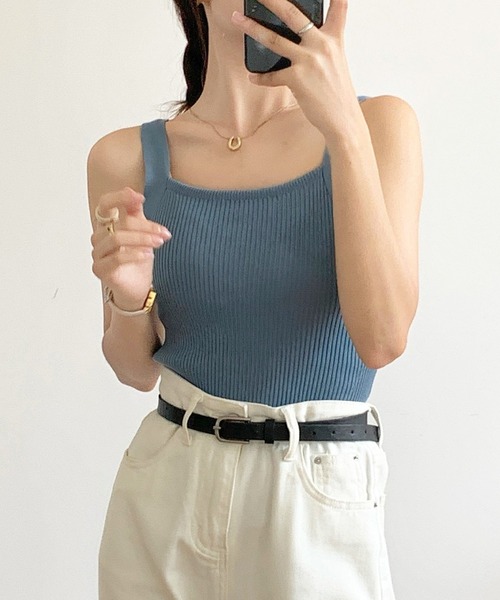 Ulysses(ユリシス)の「リブニットタンクトップ(タンクトップ・レディース・ブラック/ホワイト/ベージュ/グレー/オレンジ/ブルー・FREE)」の16枚目の写真