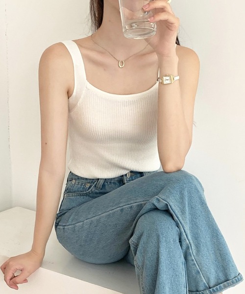 Ulysses(ユリシス)の「リブニットタンクトップ(タンクトップ・レディース・ブラック/ホワイト/ベージュ/グレー/オレンジ/ブルー・FREE)」の20枚目の写真