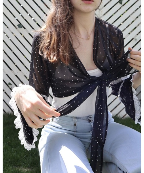 epine（エピヌ）の「Bell sleeve lace 2way bolero（カーディガン/ボレロ・レディース・ホワイト/ブラック・FREE）」の20枚目の写真