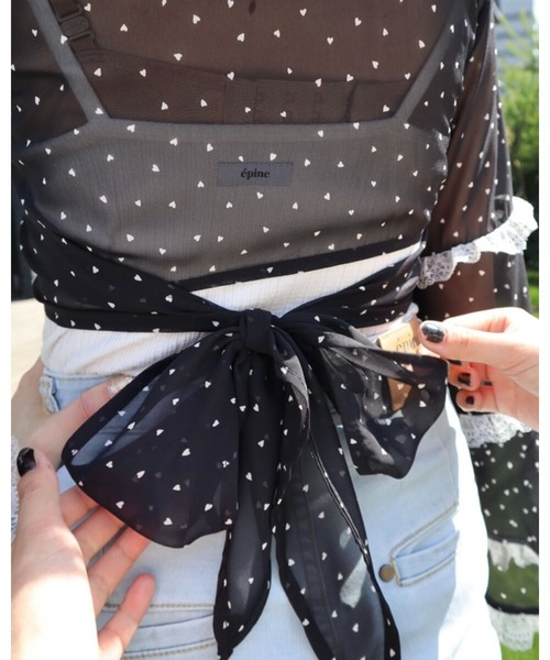 epine（エピヌ）の「Bell sleeve lace 2way bolero（カーディガン/ボレロ・レディース・ホワイト/ブラック・FREE）」の3枚目の写真