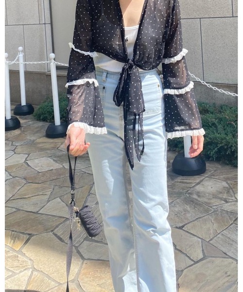 epine（エピヌ）の「Bell sleeve lace 2way bolero（カーディガン/ボレロ・レディース・ホワイト/ブラック・FREE）」の8枚目の写真