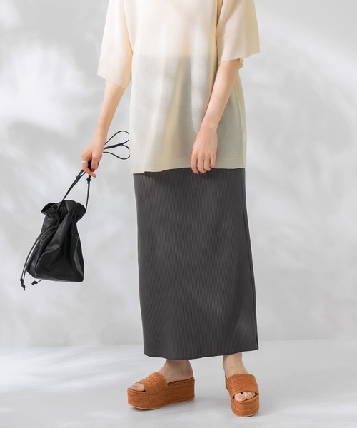 KBF（ケイビーエフ）の「リブタイトスカート（スカート・レディース・チャコールグレー/ブラック/ベージュ・ONE）」の3枚目の写真
