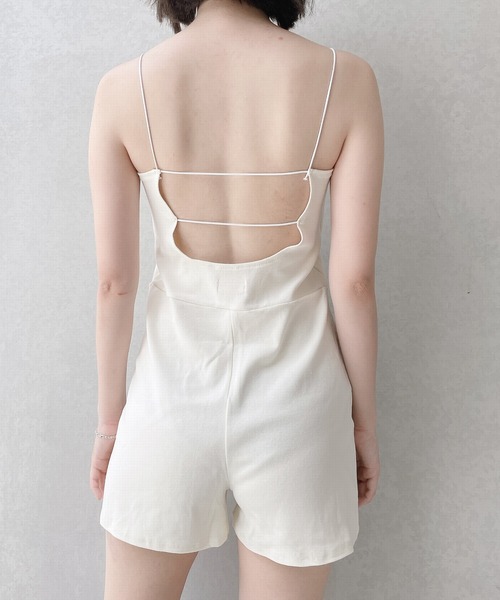 lilLilly(リルリリー)の「カップ付きインナーロンパース(つなぎ/オールインワン・レディース・ブラック/ホワイト・FREE)」の4枚目の写真