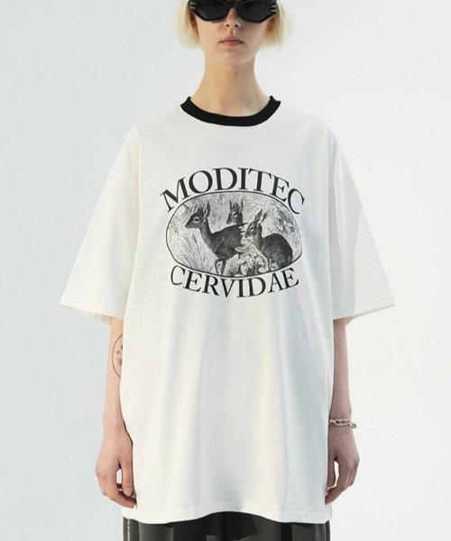 MODITEC(モディテック)の「【MODITEC/モディテック】CERVIDAE TEE/アニマル プリント グラフィック デザイン ロゴ 半袖Tシャツ(Tシャツ/カットソー・メンズ・ホワイト・M/L)」の5枚目の写真