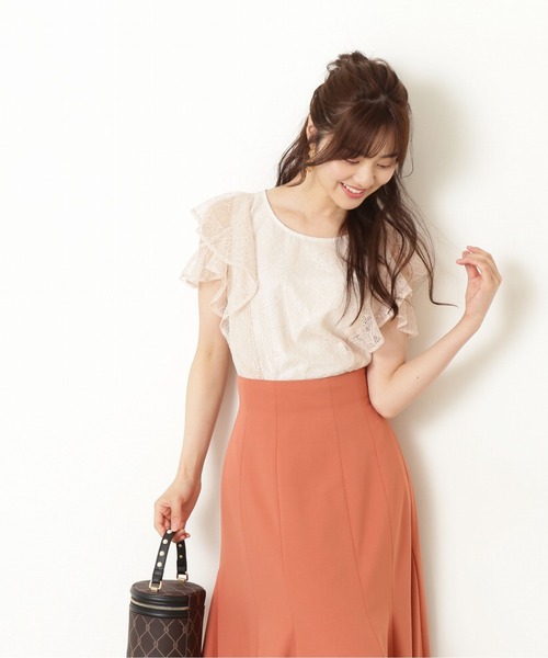 PROPORTION BODY DRESSING（プロポーションボディドレッシング）の「ラッフルショルダーレースブラウス / 1212210506（シャツ/ブラウス・レディース・ピンク/ベージュ/ブラック・FREE）」の2枚目の写真