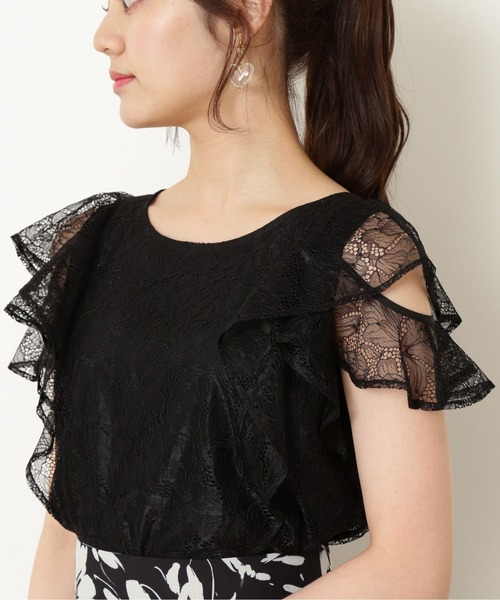 PROPORTION BODY DRESSING（プロポーションボディドレッシング）の「ラッフルショルダーレースブラウス / 1212210506（シャツ/ブラウス・レディース・ピンク/ベージュ/ブラック・FREE）」の5枚目の写真
