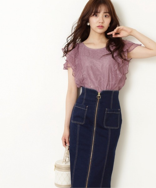 PROPORTION BODY DRESSING（プロポーションボディドレッシング）の「ラッフルショルダーレースブラウス / 1212210506（シャツ/ブラウス・レディース・ピンク/ベージュ/ブラック・FREE）」の8枚目の写真