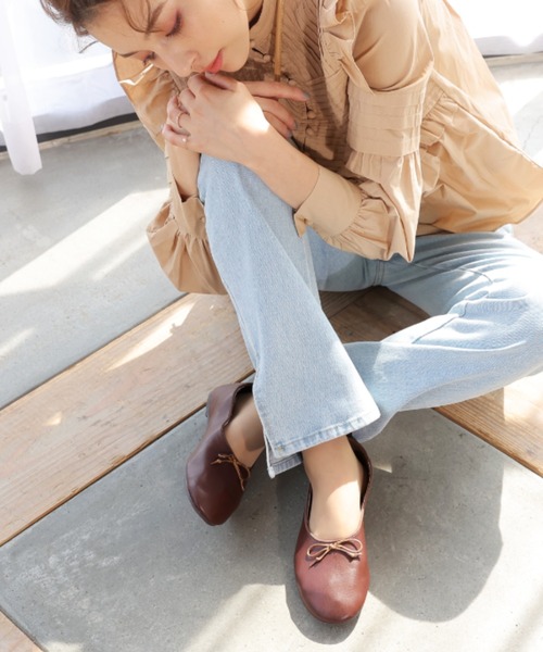 VIVIAN（ヴィヴィアン）の「ラウンドトゥフラットバレエシューズ（バレエシューズ・レディース・ブラック/キャメル/ダークブラウン/ベージュ/レッド/グリーン・S/M/L/LL）」の16枚目の写真