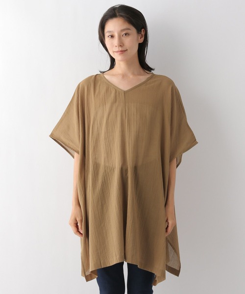 LEPSIM（レプシィム）の「シアーポンチョチュニック　298264（チュニック・レディース・ブラウン/グレー/オレンジ・FREE）」の13枚目の写真