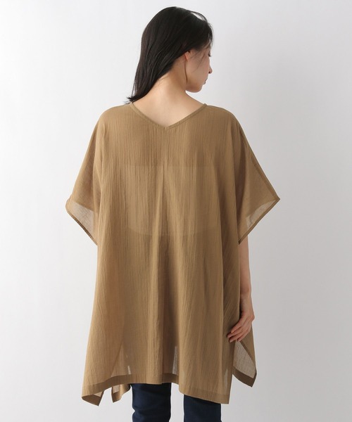 LEPSIM（レプシィム）の「シアーポンチョチュニック　298264（チュニック・レディース・ブラウン/グレー/オレンジ・FREE）」の4枚目の写真