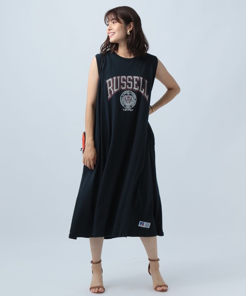 Russell Athletic(ラッセルアスレティック)の「【RUSSELL ATHLETIC 】別注ロゴワンピース(ワンピース・レディース・ネイビー/チャコール・FREE)」の2枚目の写真