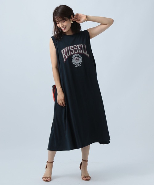 Russell Athletic(ラッセルアスレティック)の「【RUSSELL ATHLETIC 】別注ロゴワンピース(ワンピース・レディース・ネイビー/チャコール・FREE)」の6枚目の写真
