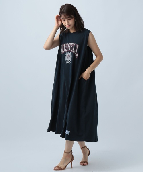 Russell Athletic(ラッセルアスレティック)の「【RUSSELL ATHLETIC 】別注ロゴワンピース(ワンピース・レディース・ネイビー/チャコール・FREE)」の7枚目の写真