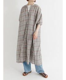 Samansa Mos2 blue | チェックギャザーワンピース(ワンピース)