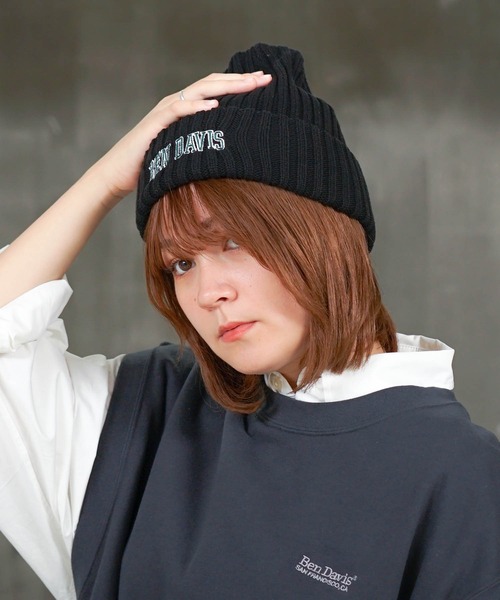 BEN DAVIS（ベンデイビス）の「【BEN DAVIS/ベンデイビス】カレッジロゴ　ニットキャップビーニー（ニットキャップ/ビーニー・メンズ・ブラック/ネイビー/グリーン/ダークグリーン/レッド/チャコールグレー・FREE）」の4枚目の写真