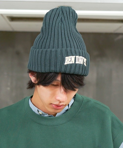 BEN DAVIS（ベンデイビス）の「【BEN DAVIS/ベンデイビス】カレッジロゴ　ニットキャップビーニー（ニットキャップ/ビーニー・メンズ・ブラック/ネイビー/グリーン/ダークグリーン/レッド/チャコールグレー・FREE）」の3枚目の写真