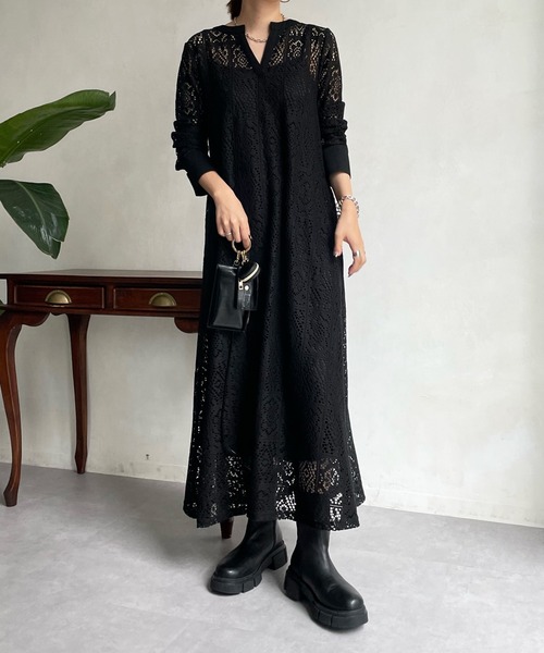 DouDou（ドゥドゥ）の「レース2WAYワンピース（ワンピース・レディース・アイボリー/ブラック・FREE/S）」の22枚目の写真