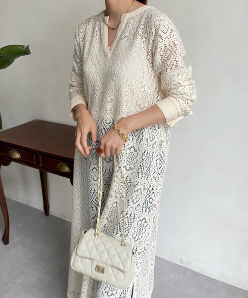 DouDou（ドゥドゥ）の「レース2WAYワンピース（ワンピース・レディース・アイボリー/ブラック・FREE/S）」の11枚目の写真