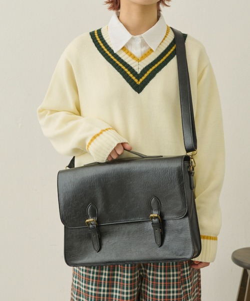 MERLOT（メルロー）の「クラシックサッチェルバッグ（ショルダーバッグ・レディース・ブラック/ブラウン・FREE）」の16枚目の写真