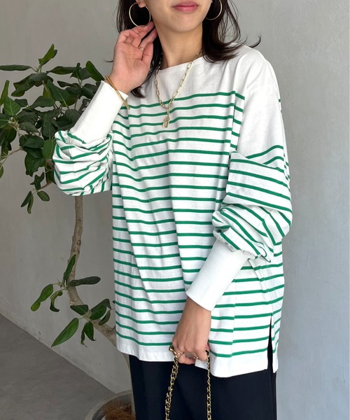 prose verse（プロズヴェール）の「パネルボーダープルオーバー（Tシャツ/カットソー・レディース・ホワイト系2/ホワイト系1/オフホワイト/ブラック・MEDIUM）」の3枚目の写真