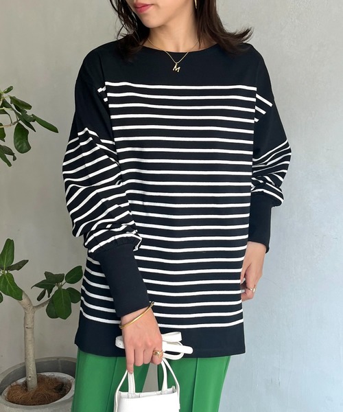 prose verse（プロズヴェール）の「パネルボーダープルオーバー（Tシャツ/カットソー・レディース・ホワイト系2/ホワイト系1/オフホワイト/ブラック・MEDIUM）」の4枚目の写真