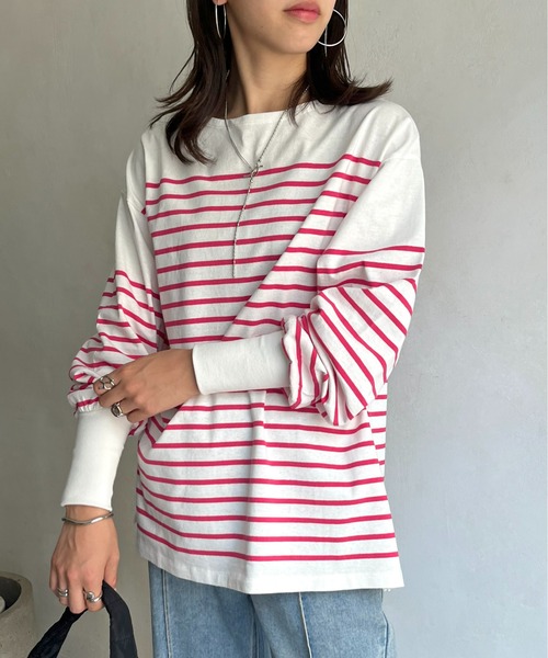 prose verse（プロズヴェール）の「パネルボーダープルオーバー（Tシャツ/カットソー・レディース・ホワイト系2/ホワイト系1/オフホワイト/ブラック・MEDIUM）」の6枚目の写真