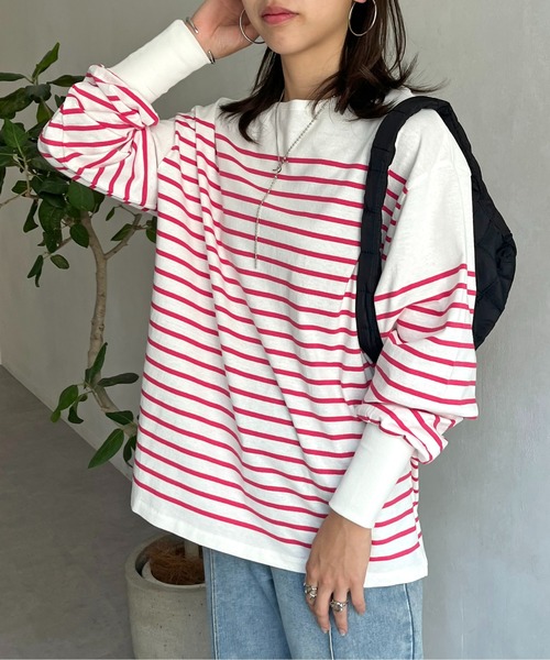 prose verse（プロズヴェール）の「パネルボーダープルオーバー（Tシャツ/カットソー・レディース・ホワイト系2/ホワイト系1/オフホワイト/ブラック・MEDIUM）」の7枚目の写真