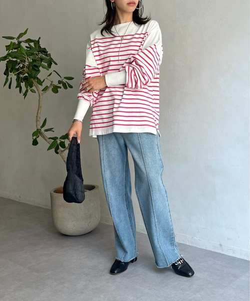 prose verse（プロズヴェール）の「パネルボーダープルオーバー（Tシャツ/カットソー・レディース・ホワイト系2/ホワイト系1/オフホワイト/ブラック・MEDIUM）」の21枚目の写真