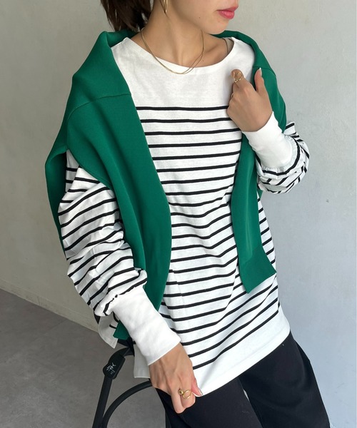 prose verse（プロズヴェール）の「パネルボーダープルオーバー（Tシャツ/カットソー・レディース・ホワイト系2/ホワイト系1/オフホワイト/ブラック・MEDIUM）」の18枚目の写真