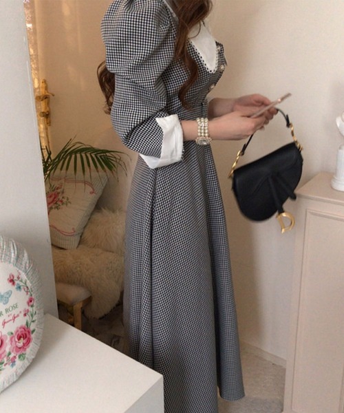 今期自由区✳︎シアーラミーローンフレンチスリーブ ワンピース