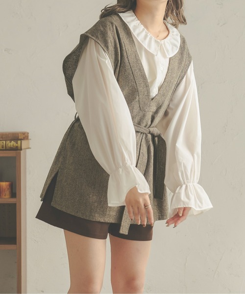 Ambre Neige（アンブルネージュ）の「【セットアップ着用可能】ツイードベスト／WEB/EC限定商品（ベスト・レディース・ダークブラウン/ライトブラウン/ブラウン系その他・FREE）」の5枚目の写真