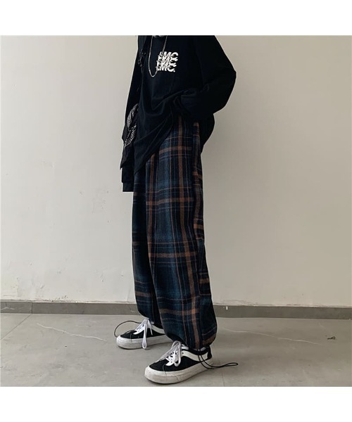 ARCHIVER（アーカイバ）の「チェック柄ルーズワイドレッグパンツ（その他パンツ・レディース・ブルー/オレンジ・LARGE）」の7枚目の写真
