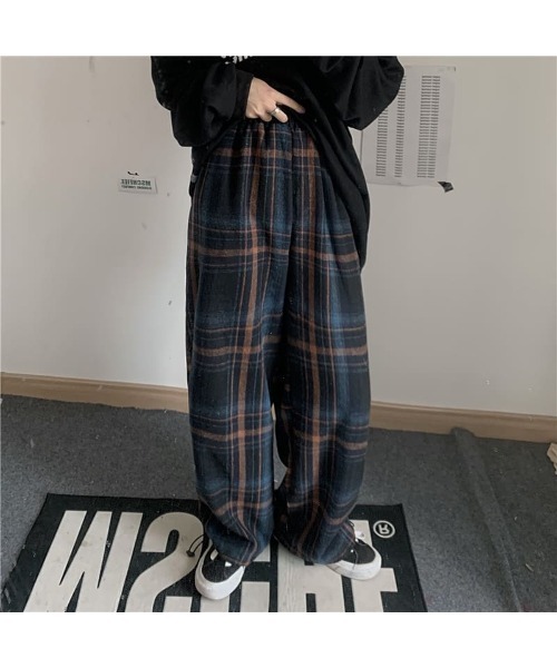 ARCHIVER（アーカイバ）の「チェック柄ルーズワイドレッグパンツ（その他パンツ・レディース・ブルー/オレンジ・LARGE）」の9枚目の写真